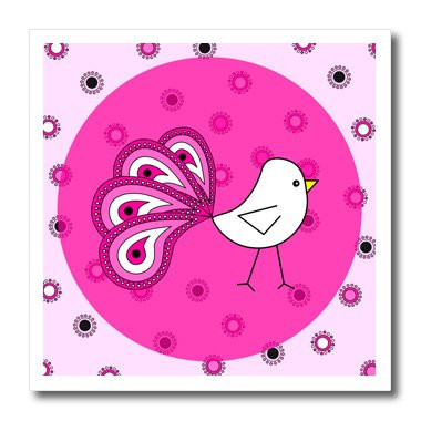 3dRose ht312663 The Paisley Peacock Birds of a Feather Pink 3 of 4-Iron on Heat Transfer for White Material  10 by 10-Inch