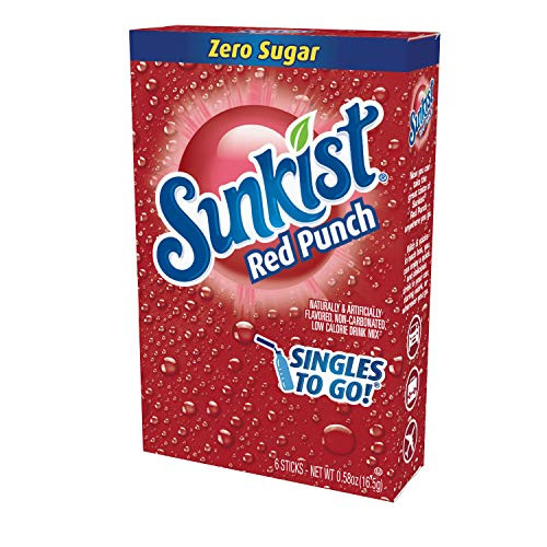 Sunkist Soda Singles To Go Drink Mix  Red Punch  12 Boxes with 6 Packets Each - 72 Total Servings  Non-Carbonated and Sugar-Free
