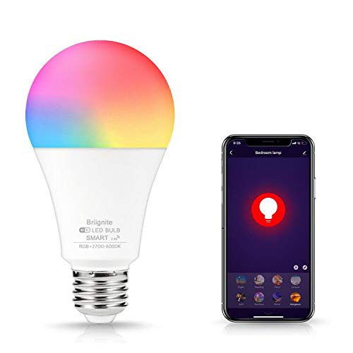 Briignite Smart Light Bulb  A21 LED Color Changing Light Bulb  RGB Light Bulb E26 Base  14W100W Equivalent WiFi Lights  1380LM 2700K-6000KRGB Bright Lighting  Works with Siri  Alexa  Google Home