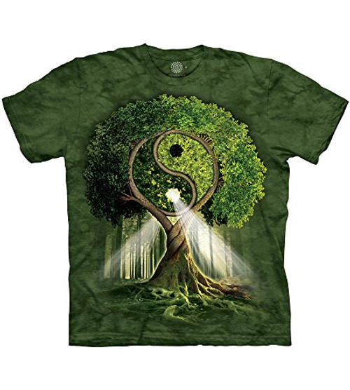 The Mountain Yin Yang Tree Adult T-Shirt Green Medium The Mountain Yin Yang Tree Adult T-Shirt Green Medium