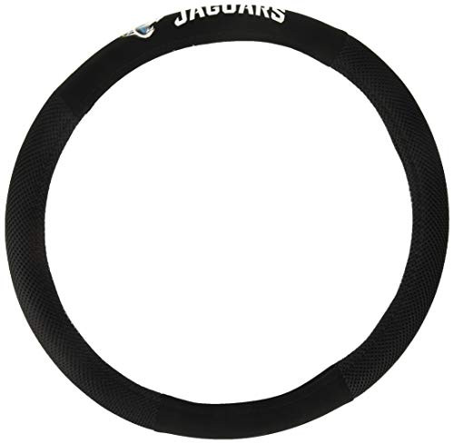 Fremont Die NFL Jacksonville Jaguars Poly-Suede Steering Wheel Cover  Fits Most Standard Size Steering Wheels  Black-Team Colors