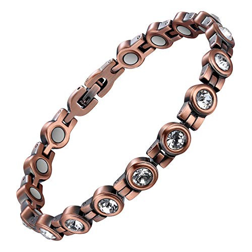 Jecanori Copper Magnetic Bracelet for Women Magnetic Therapy Bracelet for Arthritis Pain Relief and Carpal Tunnel Migraines Tennis Elbow Health Healing Crystal Bracelets