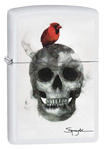 Zippo Spazuk Skull Design Pocket Lighter  White Matte with Skull  One Size