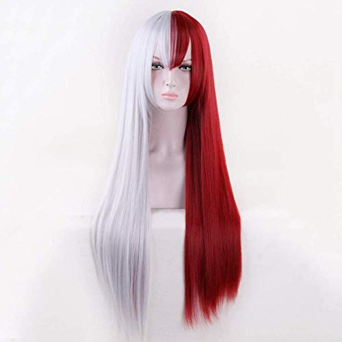IMEYLE Wig Red Ombre Silver Cosplay Wig Long Straight Wig With Bangs Multi-color Synthetic Wigs For Anime Costume Halloween Movie IMEYLE Wig Red Ombre Silver Cosplay Wig Long Straight Wig With Bangs Multi-color Synthetic Wigs For Anime Costume Halloween Movie