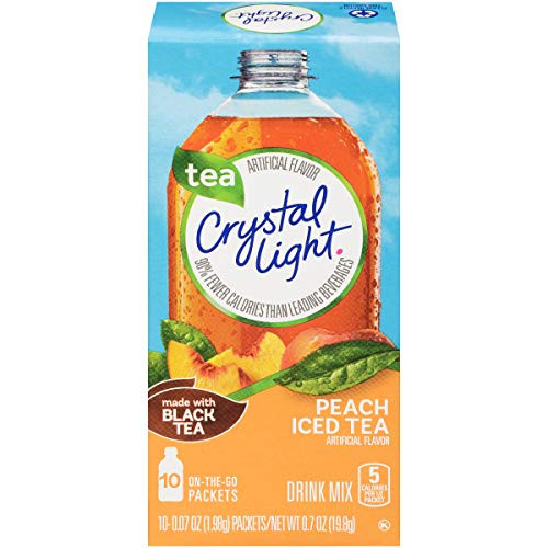 Crystal Light On The Go Peach Iced Tea  10-Packet Box Pack of 5