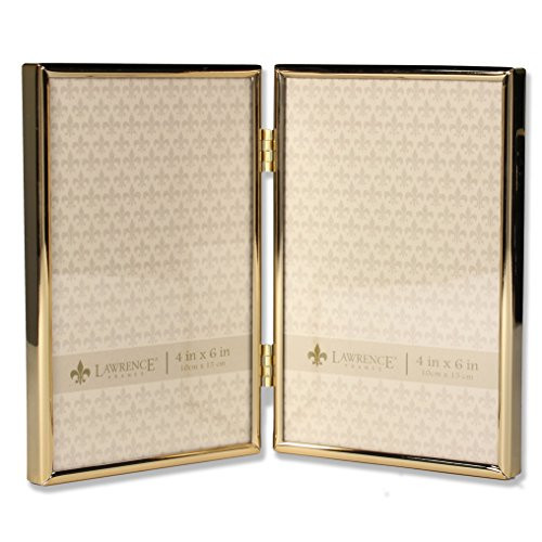 Lawrence Frames 4x6 Hinged Double Simply Gold Metal Picture Frame