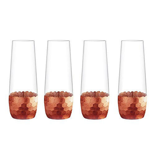Fitz and Floyd 229700-4FSB Daphne Champagne Flutes Copper