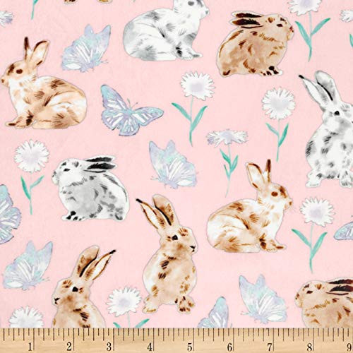 Shannon Studio Digital Minky Cuddle Bunny Dreams Pink Fabric by the Yard