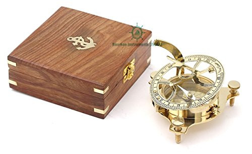 Roorkee Instruments India Ideas for Men-Vintage Shinny Brass Compass with Wooden Box-West London Directional Magnetic Compass for Navigation-Sundial Pocket Compass for Camping Hiking Touring
Roorkee Instruments India Ideas for Men-Vintage Shinny Brass Compass with Wooden Box-West London Directional Magnetic Compass for Navigation-Sundial Pocket Compass for Camping Hiking Touring