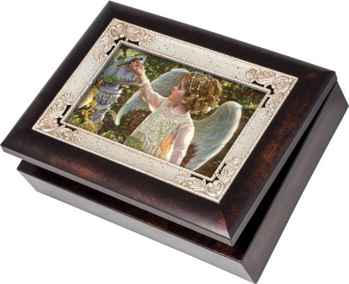 Angel In The Garden Burlwood Italian Style Musical Jewelry Box Plays Wind Beneath My Wings Angel In The Garden Burlwood Italian Style Musical Jewelry Box Plays Wind Beneath My Wings