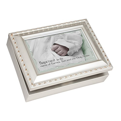 Baptized Father Son Holy Spirit 8 x 6 Inch Champagne Silver Keepsake Music Jewelry Box Plays Jesus Loves Me Baptized Father Son Holy Spirit 8 x 6 Inch Champagne Silver Keepsake Music Jewelry Box Plays Jesus Loves Me