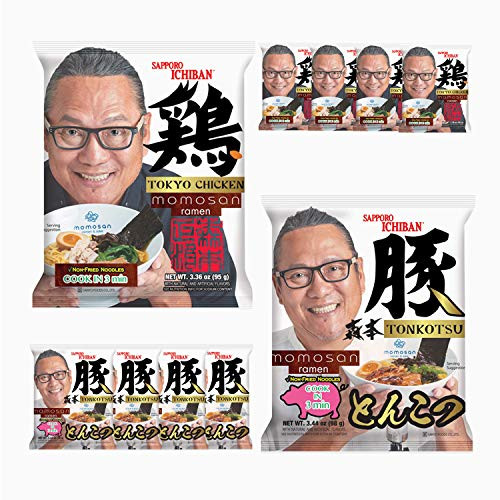 Sapporo Ichiban Momosan Ramen  Tokyo Chicken   Tonkotsu Combo Pack  6-8 Ounce 10 Packs