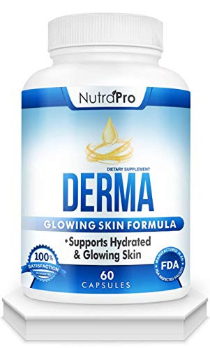 Derma Glowing Skin Supplement for Hydrated  Glowing Skin  Dermal Repair Complex with Phytoceramides   Alpha Lipoic Acid- Fast Absorbing Hydration Pills by NutraPro -60 Liquid Capsules