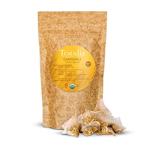 Teatulia Organic Chamomile Tea Premium Herbal Blend   50 Corn Silk Pyramid Tea Bags  Naturally Caffeine-Free Whole Leaf Pyramid Tea Bags   Bulk Packaging for Organic Herbal Tea Lovers