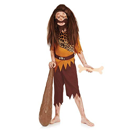 Kids Caveman Costume Childrens Historical Stone Age Cave Man Outfit - Medium