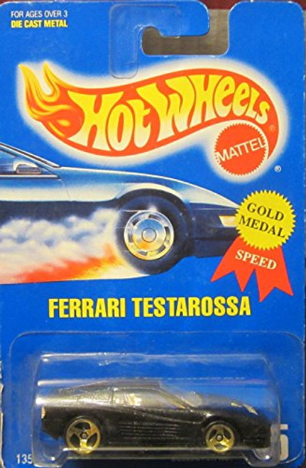 Hot Wheels Ferrari Testarossa Black with Gold 3 Spoke Wheels All Blue Card 35 Hot Wheels Ferrari Testarossa Black with Gold 3 Spoke Wheels All Blue Card 35