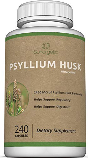 Premium Psyllium Husk Capsules - 725mg of Psyllium Husk per Capsule - Powerful Psyllium Husk Fiber Supplement Helps Support Digestion  Intestinal Health   Regularity  240 Psyllium Husk Fiber Capsules
