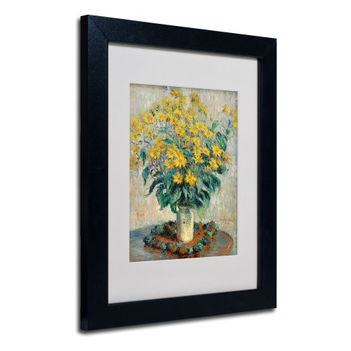 Trademark Fine Art Jerusalem Artichoke Flowers Canvas Wall Art by Claude Monet with Black Frame, 11 by 14-Inch