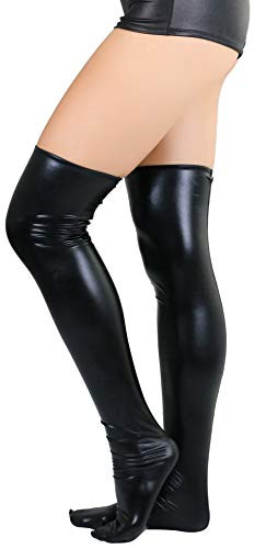 ToBeInStyle Women s Wet Look Thigh Highs - Black - M-L