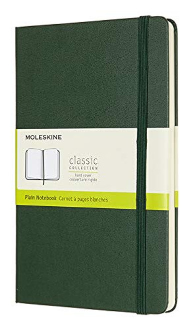 Moleskine Classic Notebook  Hard Cover  Large 5  x 8-25  Plain-Blank  Myrtle Green  240 Pages