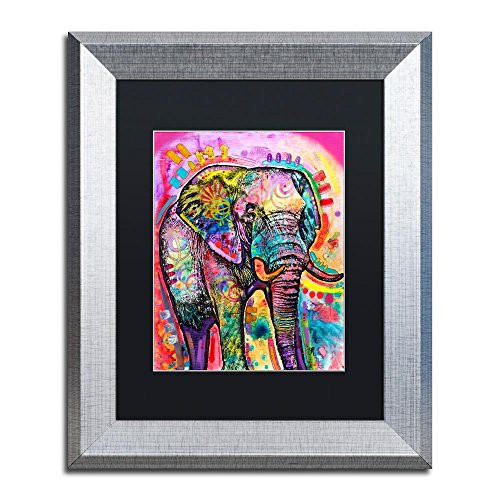 Trademark Fine Art Elephant by Dean Russo, Black Matte, Silver Frame 11x14-Inch