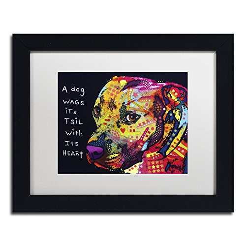 Trademark Fine Art Gratitude Pitbull by Dean Russo, White Matte, Black Frame 11x14-Inch