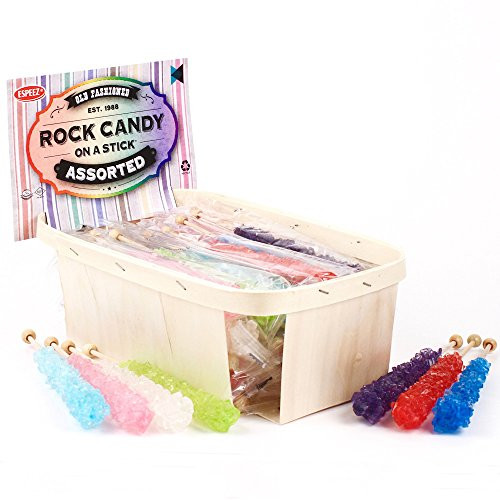 Extra Large Rock Candy Sticks  18 Assorted Rock Candy Sticks - Party Favors - Candy Buffet - Swizzle Sticks - Espeez Bulk Rock Candy on a Stick for Birthdays  Weddings  Bridal and Baby Showers