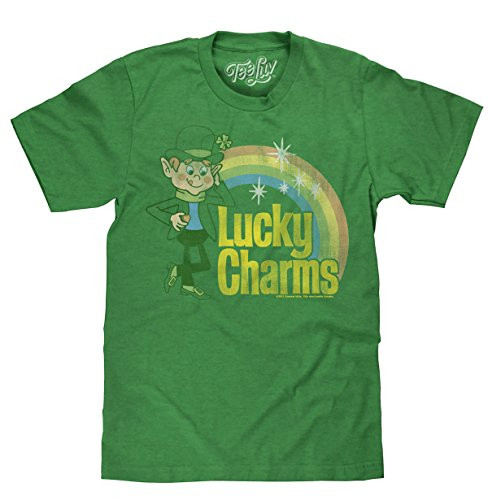 Tee Luv Lucky Charms Shirt - Vintage Lucky The Leprechaun Logo T-Shirt Kelly Green Heather MD