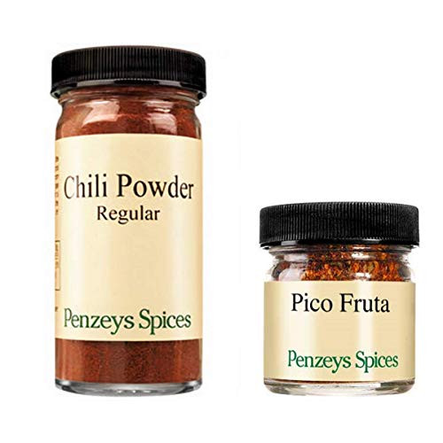 Regular Chili Powder 2-5 oz 1-2 cup jar Pico Fruta 1-3 oz 1-4 cup jar Spices and Seasoning By Penzeys Spices-Spice Set- Regular Chili Powder 2-5 oz 1-2 cup jar Pico Fruta 1-3 oz 1-4 cup jar Spices and Seasoning By Penzeys Spices-Spice Set-