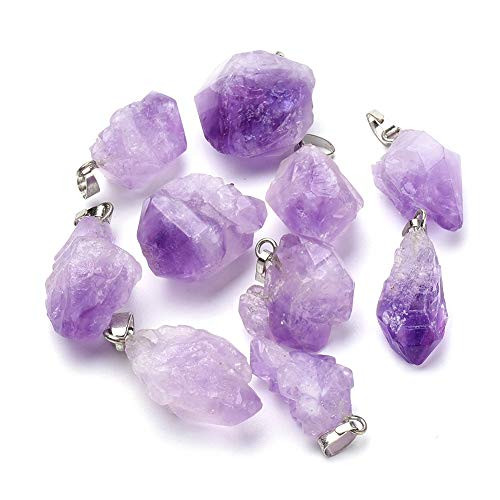 Fashewelry 20Pcs Natural Irregular Amethyst Rock Stone Pendants Healing Crystal Chakra Gemstone Charms for Jewelry Making Hole 5x2-5mm Fashewelry 20Pcs Natural Irregular Amethyst Rock Stone Pendants Healing Crystal Chakra Gemstone Charms for Jewelry Making Hole 5x2-5mm