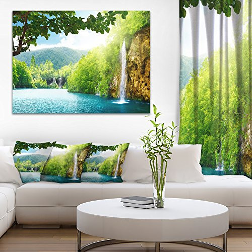 Waterfall in Deep Forest Landscape Photography Canvas Art Print