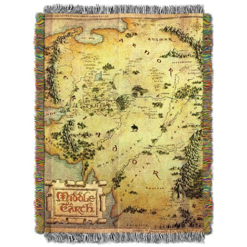 Warner Brothers The Hobbit,Middle Earth Woven Tapestry Throw Blanket, 48" x 60"
