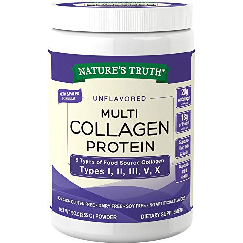 Nature s Truth Multi Collagen Powder 9 oz Type I II III V X Hydrolyzed Collagen Peptide Protein Powder Keto and Paleo Friendly Unflavored Non-GMO Gluten Free Nature s Truth Multi Collagen Powder 9 oz Type I II III V X Hydrolyzed Collagen Peptide Protein Powder Keto and Paleo Friendly Unflavored Non-GMO Gluten Free