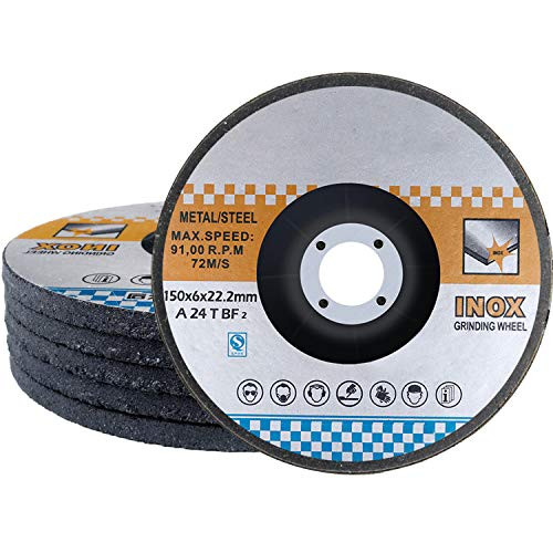 5-Pack 6  x1-4x7-8 Metal Stainless Steel INOX Grinding Disc Depressed Center Grind Wheel