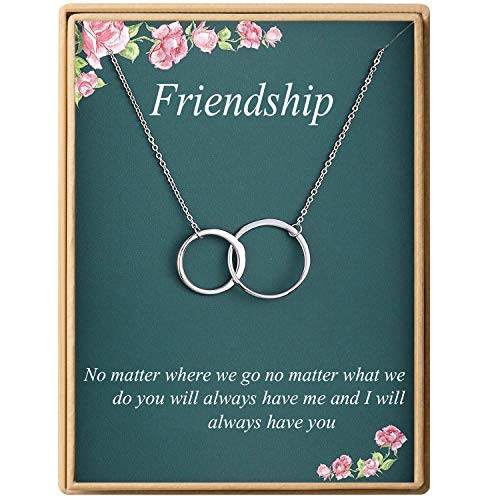 S925 Sterling Silver Necklace Friendship Infinity Interlocking Double Circles Necklace Birthday Gifts for Women