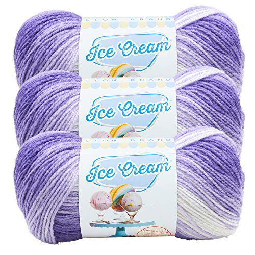 3 Pack Lion Brand Yarn 923-210 Ice Cream Yarn  Grape Multicolor