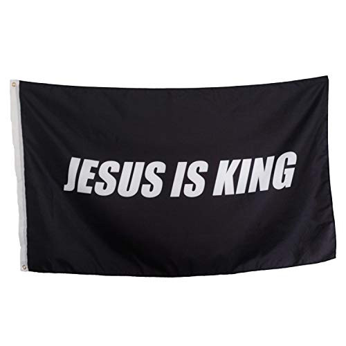 The Original Jesus is King Flag - Black Christian Flag - 3x5 Foot Polyester Indoor Outdoor Flag - Premium Abrasion Resistant Jesus Flag