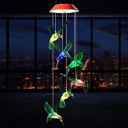 SIX FOXES LED Hummingbird Solar Wind Chimes Color Changing Wind Chimes Outdoor Waterproof Wind Mobile Solar Lights Decor for Garden Yard Patio Home Gifts for Mom Wife Grandma SIX FOXES LED Hummingbird Solar Wind Chimes Color Changing Wind Chimes Outdoor Waterproof Wind Mobile Solar Lights Decor for Garden Yard Patio Home Gifts for Mom Wife Grandma