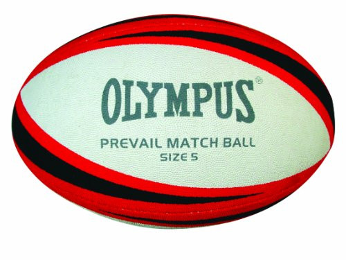 Olympus Prevail Pro Match Rugby Ball, White/Red/Black, Size 3
