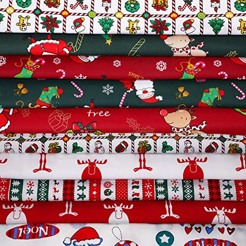 10 Pieces Christmas Cotton Fabric Bundles 18 x 22 Inch Sewing Squares Bundle Multi-Color Fabric Patchwork Christmas Tree Fat Quarters Precut Santa Claus Fabric Scraps for Christmas DIY Quilting 10 Pieces Christmas Cotton Fabric Bundles 18 x 22 Inch Sewing Squares Bundle Multi-Color Fabric Patchwork Christmas Tree Fat Quarters Precut Santa Claus Fabric Scraps for Christmas DIY Quilting