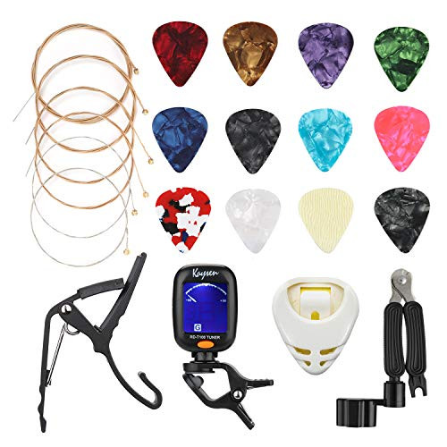 Avenda Guitar Accessories Kit  25 in 1 Include Acoustic Guitar Strings  Picks  String Winder   Cutter  Tuner  Capo  Pick Holder for Guitar Beginners