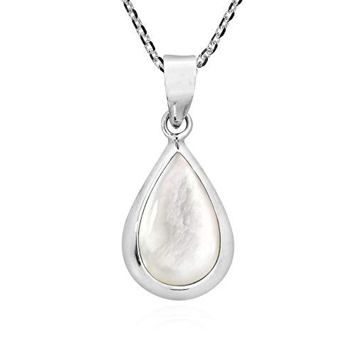 AeraVida Simply Elegant Teardrop Mother of Pearl Inlay -925 Sterling Silver Necklace AeraVida Simply Elegant Teardrop Mother of Pearl Inlay -925 Sterling Silver Necklace