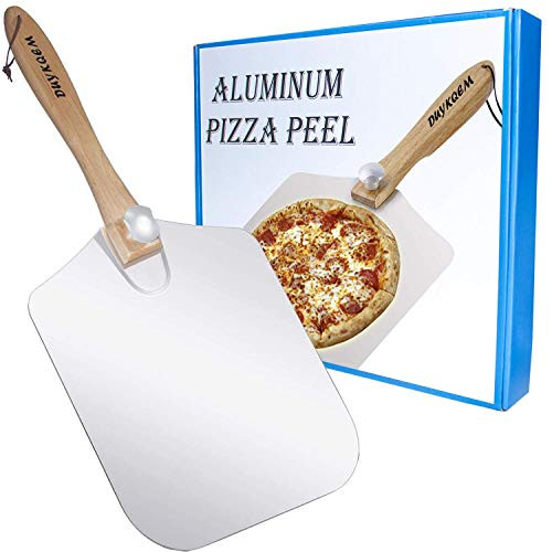 DUYKQEM Aluminum Metal Pizza Peel - 12 inch X 14 inch  Pizza Spatula Paddle with Foldable Wood Handle for Baking Pizza   Bread  Easy Storage  Best Folding Pizza Paddle for Homemade Pizza Lovers DUYKQEM Aluminum Metal Pizza Peel - 12 inch X 14 inch  Pizza Spatula Paddle with Foldable Wood Handle for Baking Pizza   Bread  Easy Storage  Best Folding Pizza Paddle for Homemade Pizza Lovers
