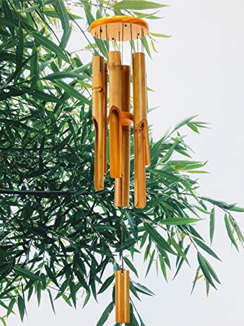 Bamboo Wind Chimes Outdoor Large Wooden Wind Chimes with Melody Deep Tone 30  Classic Zen Garden Windchime for Relaxation  Meditation- Handmade Craft Decor for Home Patio  Garden or Indoor