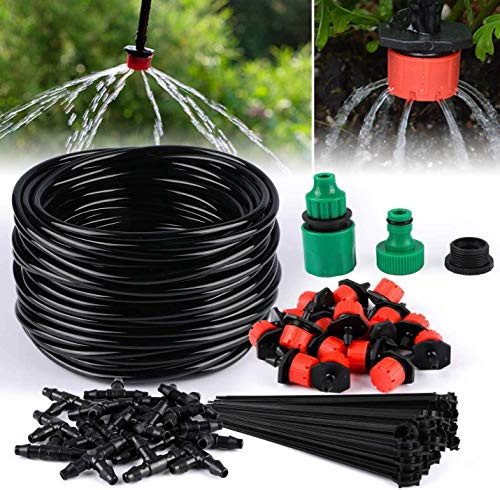 Drip Irrigation  50ft-15m Mist Irrigation System with Distribution Tubing Hose Adjustable Nozzles  DIY Saving Water Automatic Plant Watering Kit for Garden  Greenhouse  Patio  Lawn