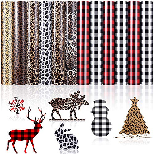 12 Sheets Christmas Plaid Vinyl Buffalo Plaid HTV Vinyl Leopard Heat Transfer Vinyl for DIY Fabric Craft Leopard Red-Black White-Black 12 Sheets Christmas Plaid Vinyl Buffalo Plaid HTV Vinyl Leopard Heat Transfer Vinyl for DIY Fabric Craft Leopard Red-Black White-Black