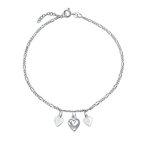 4 Multi Hearts Dangle Charms Anklet Ankle Bracelet For Women 925 Sterling Silver Adjustable 9 To 10 Inch With Extender