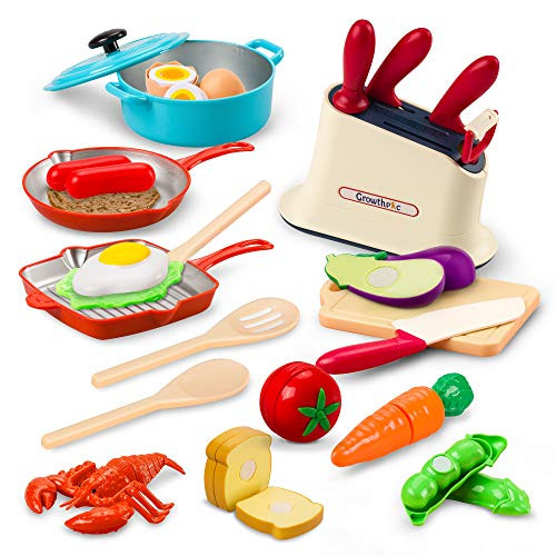 GrowthPic Cookware Play Kitchen Accessories for Kids  Toy Pots and Pans with Cooking Utensils Kitchen Set  Cutting Play Food Toys for Toddler Kids Boys Girls GrowthPic Cookware Play Kitchen Accessories for Kids  Toy Pots and Pans with Cooking Utensils Kitchen Set  Cutting Play Food Toys for Toddler Kids Boys Girls