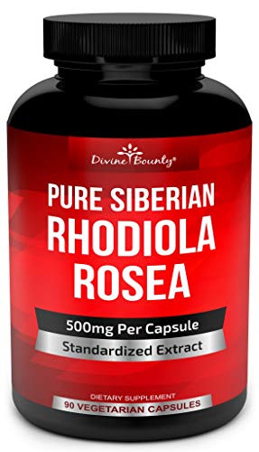 Pure Rhodiola Rosea Supplement - 500mg Siberian Rhodiola Extract 3  Rosavins and 1  Salidroside - for Normal Energy  Stress   Thyroid Support - 90 Vegetarian Capsules