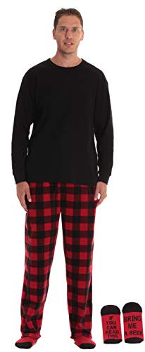 followme Mens Microfleece Pajama Pants Set with Socks 44938-1A-M